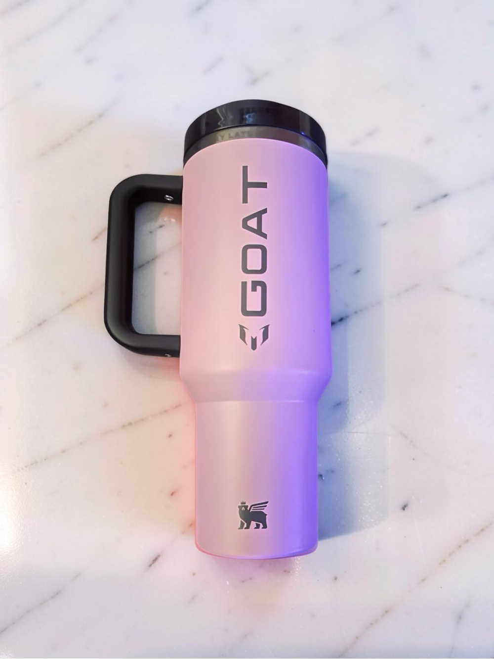 NWT Stanley GOAT Pink Travel Tumbler with Black Handle